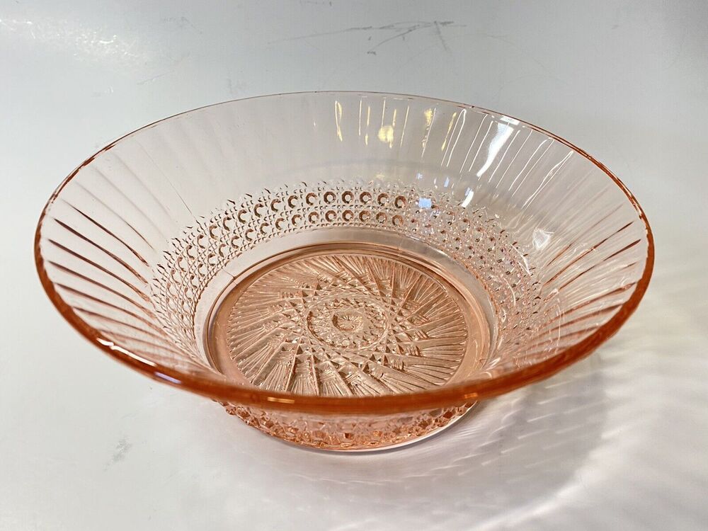 Imperial Glass Pink 9" Pink Bowl - Huckabee Pattern Line Vntg Depression Glass